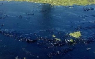 Mancha de óleo gigante no mar